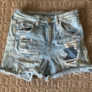 American Eagle Light Wash Ripped Jean shorts